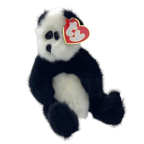 Ty Attic Treasures Collection Beanie Baby CHECKERS the Panda Bear RETIRED - Picture 3 of 9